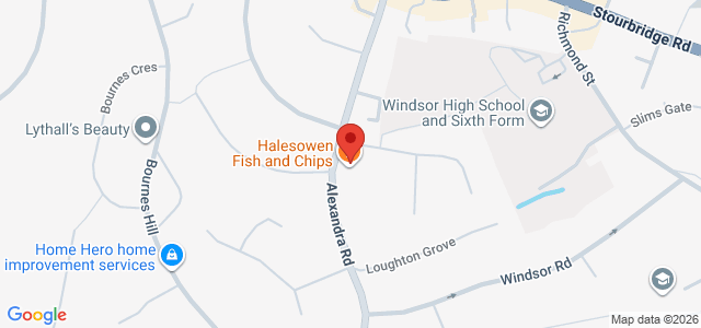 Map showing Halesowen Fish Bar in Halesowen
